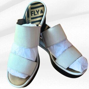 Fly London JESY302FLY Mousse Off-White Platform Slide Sandals EU 40 US 9